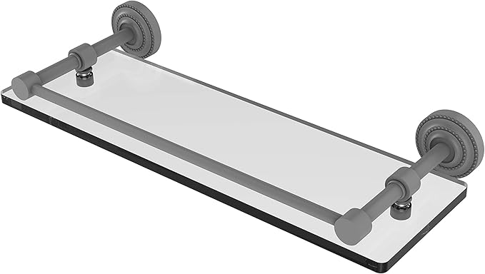 Allied Brass DT-1/16-GAL Dottingham 16 Inch Gallery Rail Glass Shelf, Matte Gray