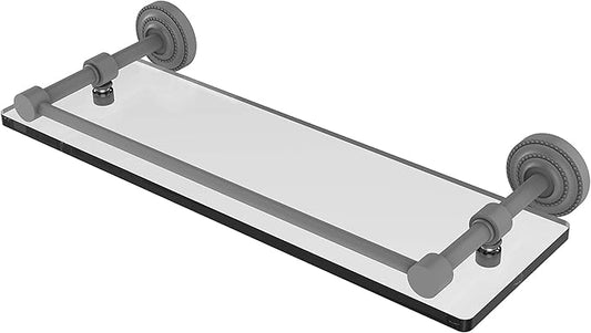Allied Brass DT-1/16-GAL Dottingham 16 Inch Gallery Rail Glass Shelf, Matte Gray