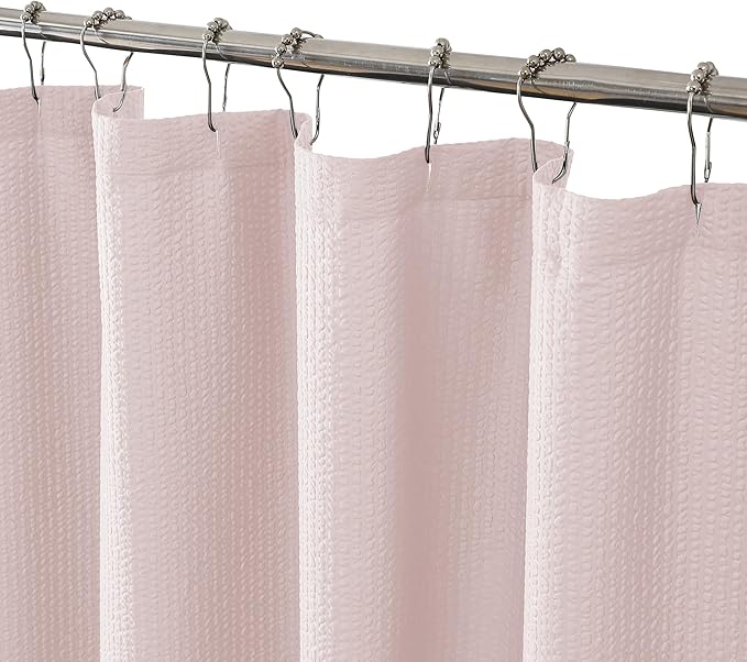 OVZME Berry Pink Shower Curtain, Kids Bathroom Curtain 72 Inch Long, 3D Embossed Fabric Waffle Shower Curtain, Luxury Hotel Quality Bathroom Curtain, 72 x 72 Inches