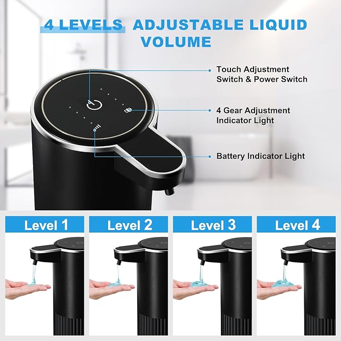RYTOXILO Automatic Soap Dispenser, 2 Pack Black and White Touchless Liquid Soap Dispensers for Bathroom, 13.5 Fl Oz Plastic Electric Auto Dish Soap Dispenser Wall Mount for Kithcen