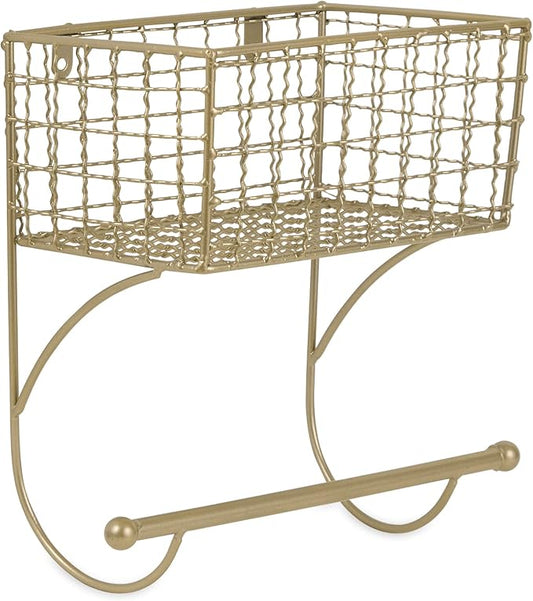 DII Rustic Farmhouse Bathroom Décor, Metal Storage, Small Towel Bar, Gold