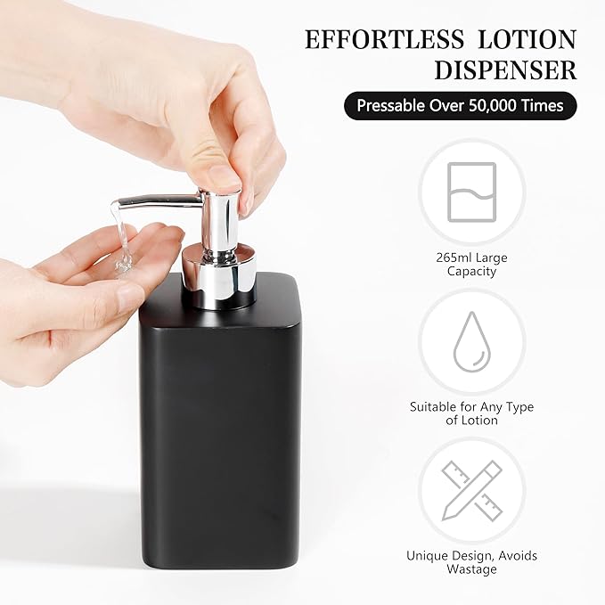 YMXYJM Bathroom Accessories Set, 4 Pcs Bathroom Accessory Set, Soap Dispenser, Toothbrush Holder, Qtip Holder Set, Bathroom Sets Complete, Bathroom Sink Set for Modern Home Decor, Black