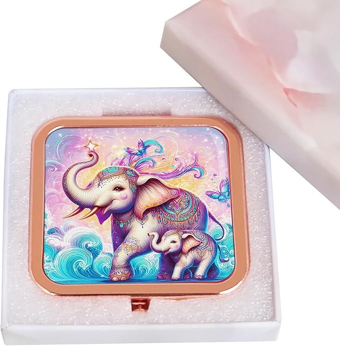 Magnifying Compact Mirror for Purse, 1x/2x Magnification Travel Makeup Mirror 2.8 inch Double-Sided Mini Folding Mirror, Cute Small Pocket Mirror for Gift, Travel Essentials