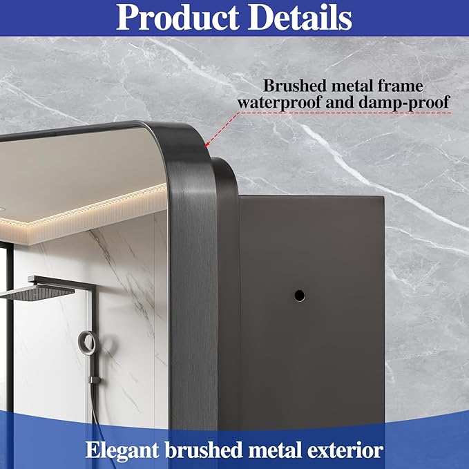 Bathroom Medicine Cabinet with 16"x26" Stainless Steel Framed Mirror,Recessed or Surface Mounted Bathroom Mirror Cabinet,Storage Cabinet for Bathrooms, Guest Rooms, Apartments, Farmhouse Decor
