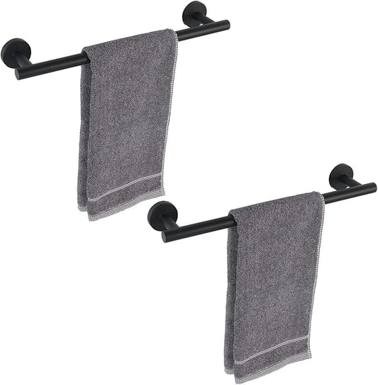 TocTen Bath Towel Bar - 2 Pack Thicken SUS304 Stainless Steel Towel Rack for Bathroom, Bathroom Hardware Accessories Towel Rod Heavy Duty Wall Mounted Towel Holder (16 Inch, Matte Black)