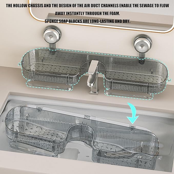 Removable Bathroom Storage Rack Suction Rack for Shampoo Bottles Kitchen Stand with Drain Holes Non-Slip Stand Rent-Friendly Bathroom Shelf