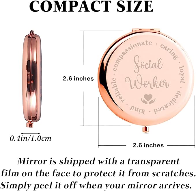 Social Worker Appreciation Gifts for Women, Social Work Month Volunteer Gift for BSW Compact Makeup Mirror