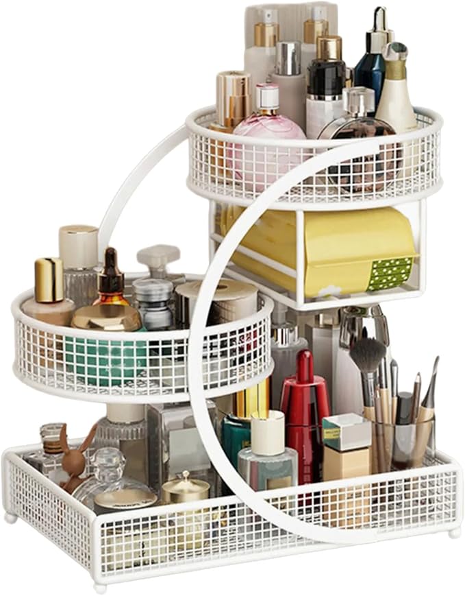Multiple Tiers Metal Cosmetic Organizers Modern Storage Rack For Skincare Lipsticks Bathroom Countertop Without Tool