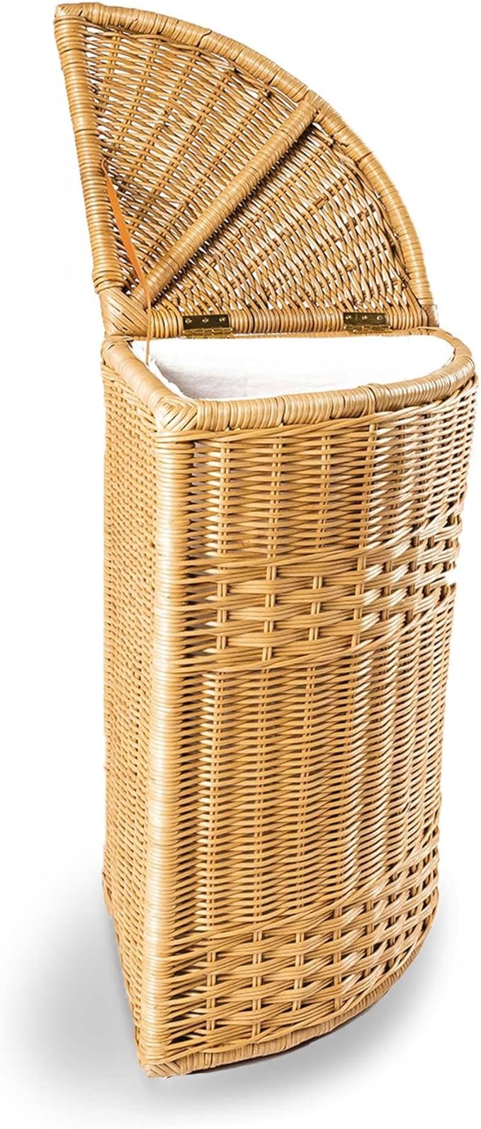 The Basket Lady Corner Wicker Laundry Hamper, 15 in L x 15 in W x 28 in H, Sandstone
