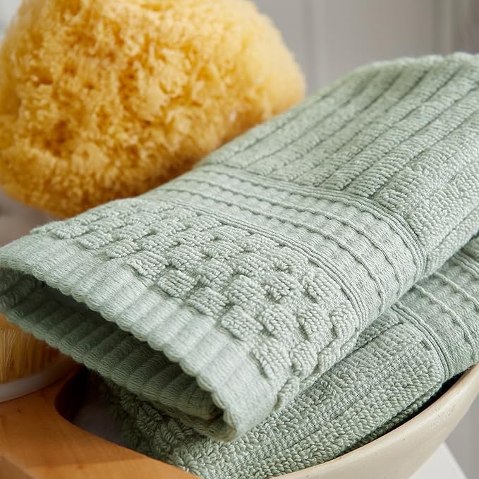Springtree Home 100% Cotton Bath Towel Set | 6 Piece Set | Absorbent & Quick-Dry Bath Towels | Textured and Durable Cotton | Krista Collection - Eucalyptus