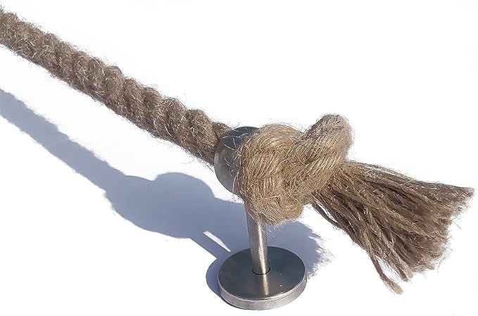 18 Inch Towel Rack - Nautical Rope Beach Bathroom Decor, Bathroom Accessories Wall Mount Coastal Towel Holder with Knot Design, Rustic Towel Bar Silver Stainless Steel