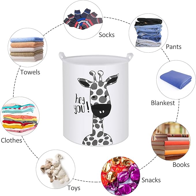 Collapsible Laundry Basket in Bedroom Waterproof Laundry Hamper in Bathroom Large Laundry Bag in College Dormitory Cloakroom Livingroom Nursery Organizer Toy Bin Giraffe-002
