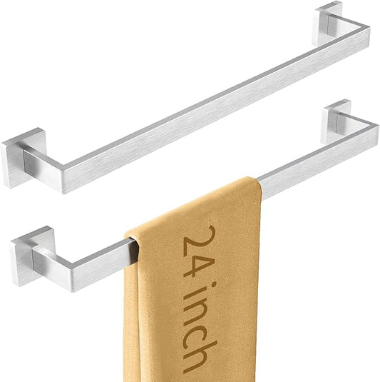Bathroom Towel Bar, 24 Inch Towel Racks for Bathroom Wall Mounted, Stainless Steel Towel Rail Hanger for Wall, Nickel Towel Holder for Wall, Kitchen(2 Pack)