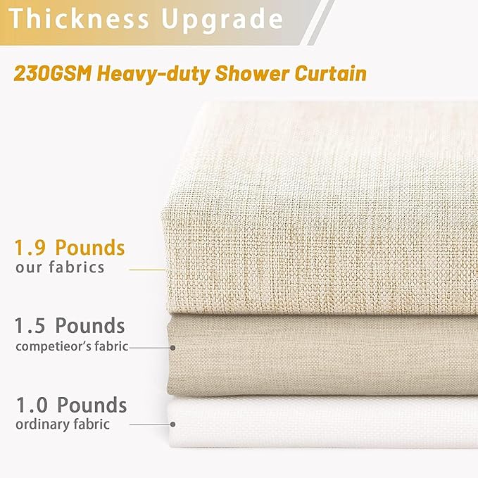 Linen Marble Shower Curtain Ombre Green Gold Modern Bathroom Art Decor Emerald Green Golden Fabric Waterproof Heavy Duty 230GSM Textured Cotton Linen 72 x 72 Inches