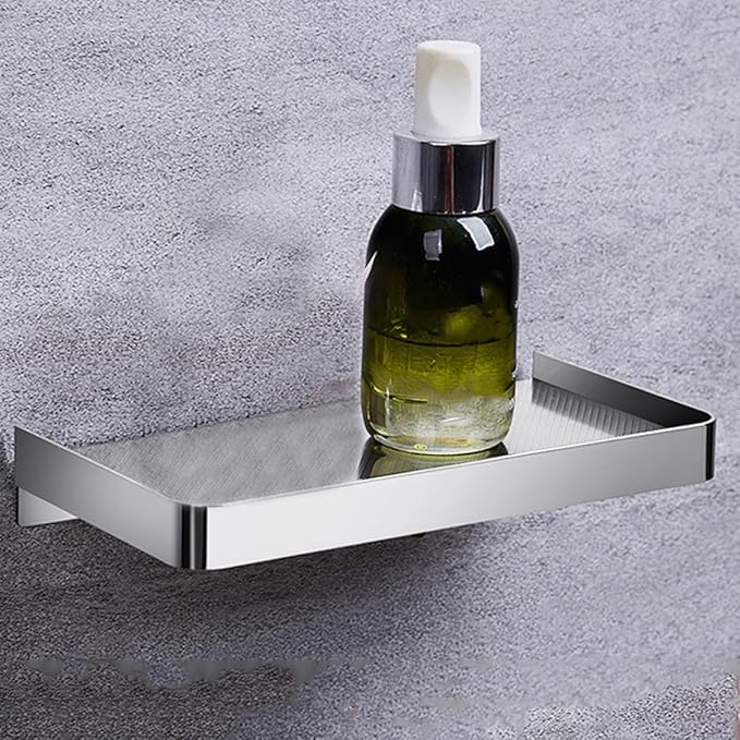 Outanaya Toilet Phone Holder and Tissue Box Shelf Stainless Steel Wall-Mounted Bathroom Organizer with Drainage Holes Cell Phone Shelf for Bathroom Storage