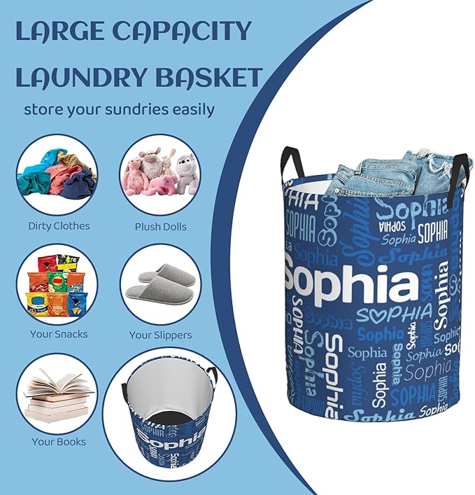 Customized Name Laundry Basket, Custom Laundry Hamper with Name, Personalized Laundry Hamper with name, Customization Name laundry Basket with Handles Gifts for Men Women