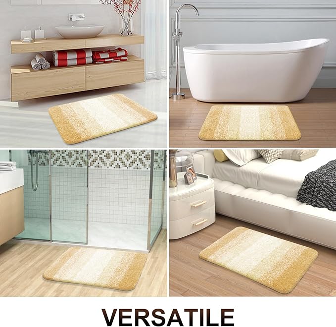 OLANLY Bathroom Rugs Mat 44x24, Extra Soft Absorbent Microfiber Bath Rug, Rubber Backing, Quick Dry, Machine Washable Bath Mats for Bathroom Floor, Tub and Shower, Home Decor Accessories, Light Yellow