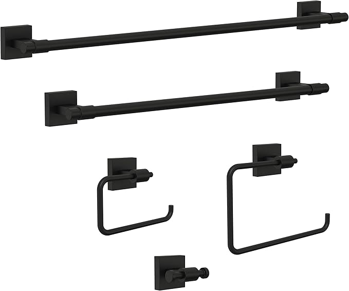Franklin Brass Maxted (1-Pack) Toilet Paper Holder Matte Black Tissue Roll Holder for Bathroom Organization and Storage Euro/Single Post/Hook Toilet Tissue Holder Wall Bathroom Accessories MAX50-FB