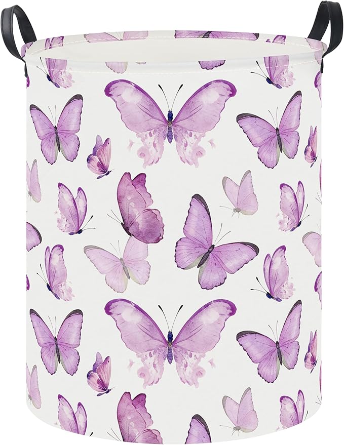 19.7" Laundry Basket,Dirty Clothes Hamper,Waterproof Storage Bin,Room Decor,Gift Baskets,Nursery Hamper(Fluttering Butterfly)