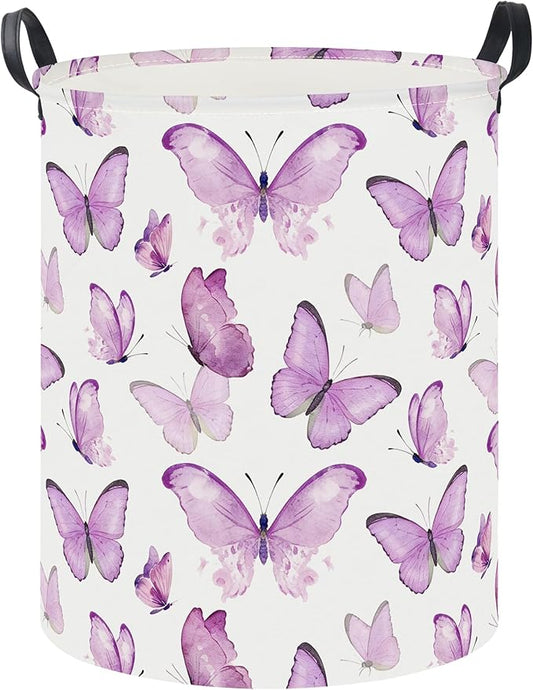 19.7" Laundry Basket,Dirty Clothes Hamper,Waterproof Storage Bin,Room Decor,Gift Baskets,Nursery Hamper(Fluttering Butterfly)