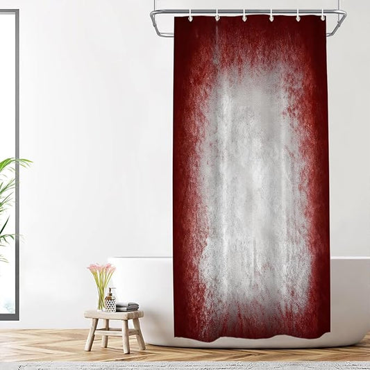 Shrahala Grey Abstract Tie Dye Decorative Shower Curtain, Dark Red Modern Abstract Art Maroon Bathroom Decor Polyester Fiber Waterproof with Plastic Rings for Shower Stall Bathtubs 72 x 36 in