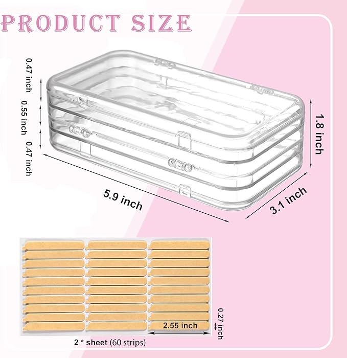 Compact Press on Nail Storage Box,Portable Tri-Fold Press on Nails Organizer Case with 60 Pcs Adhesive Double Sided Tape,Acrylic Nail Storage Box for All Size Fake Nails Home Travel Use