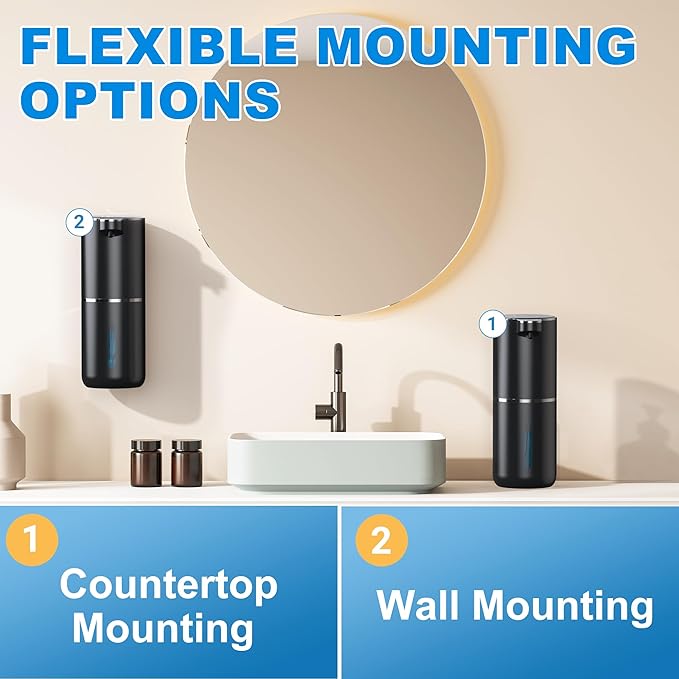 Fantictas Automatic Foaming Soap Dispenser Foaming Hand Sanitizer Touchless 1200mAh Soap Dispenser Rechargeable with Sensor for Bathroom Kitchen