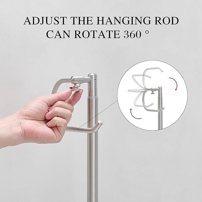 Hand Towel Holder Stand for Bathroom Countertop, Standing Towel Rack with Non-Slip Base, Stainless Steel Adjustable Towel Bar 16.5-26 Inch for Kitchen Vanity (Brushed Nickel)