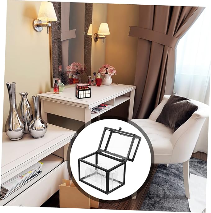 Lipstick Holder Plastic Lip Gloss Organizer Makeup Organizer Lipstick Display Stand with Lid Black