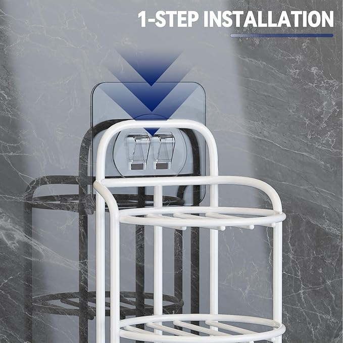 White 3-Tier Shower Soap Shampoo Bar Holder, Self Adhesive & Freestanding Draining Soap Dish Caddy for Bathroom Wall Accesories Decor