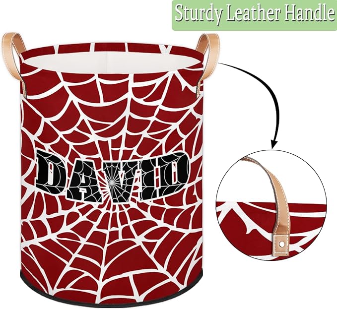 Spider Wed Personalized-Laundry-Hamper-Basket for Kids Custom Name Collapsible Storage Organizer Bin Dirty Clothes Toys Hamper for Boys Nursery in Laundry, Bedroom, Bathroom