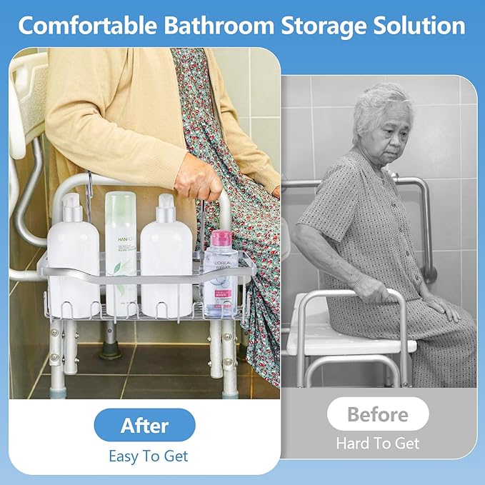 Shower Chair Caddy, Shower Caddy For Chair, Bathroom Showers Basket for Elderly, Pregnant, Patient, Handicap