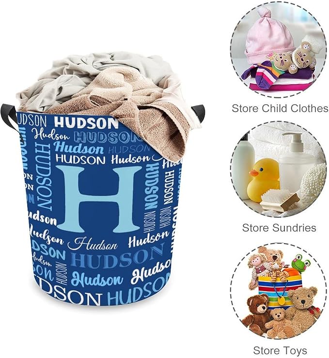 Personalized Laundry Baskets with Name,Custom Laundry Hamper for Kids Baby Adults,Collapsible Clothes Storage Organizer,One Size