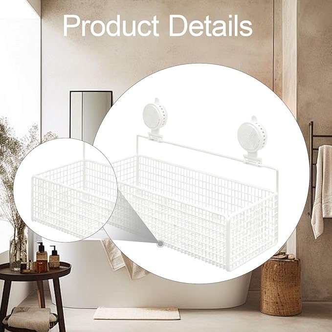 Bathroom Shelf with Suction Cup, Shampoo Holder, Bathroom Organizer, White L