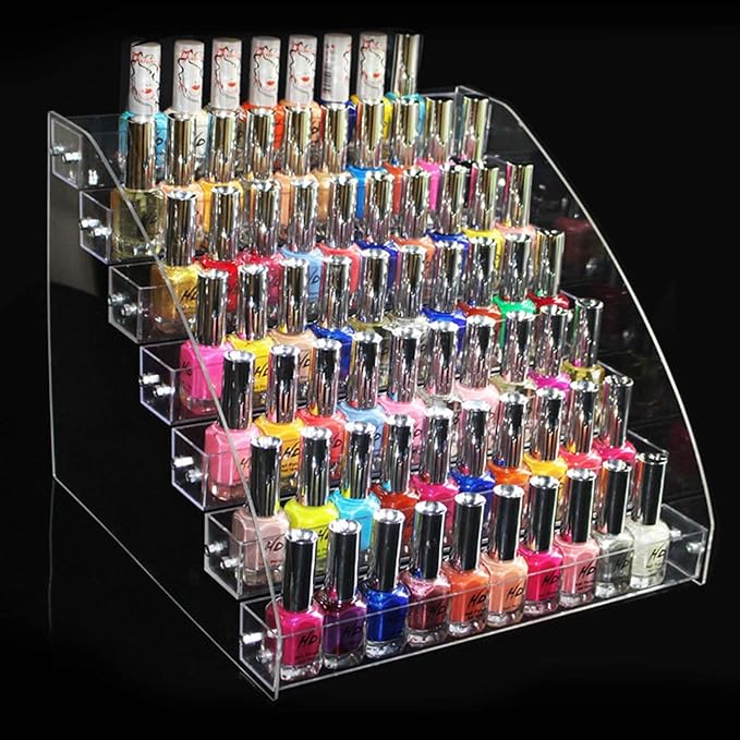 Yinhing Acrylic Nail Polish Organizer,Nail Polish Organiser, Transparent Acrylic Nail Polish Display Stand, Desk Case Makeup Storage Rack Stand Holder Jewelry Makeup Organizer