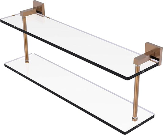 Allied Brass MT-2-22 Montero Collection 22 Inch Two Tiered Glass Shelf, Brushed Bronze