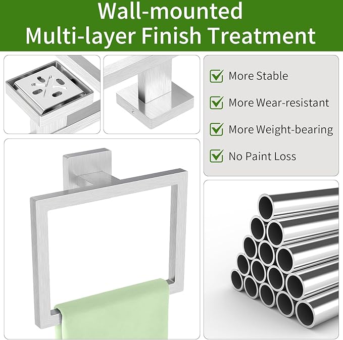 2 Pack Hand Towel Ring, Hand Towel Holder Stainless Steel,Towel Rings for Bathroom Wall,Kitchen (Brush Nickel)