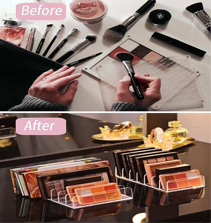 2 Pcs Eyeshadow Palette Organizer Use for Bathroom Countertops, Wardrobe, Shelf, Drawer, Sunglasses, Wallet, Contour Kit (Cosmetic Storage Box Small&Large) Makeup (Clear), 7.08x5.12x1.97 in