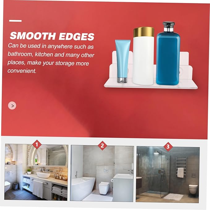POPETPOP 8pcs Wall Mounted Acrylic Storage Shelf for Bathroom Easy to Install Multi-Functional Organizer for Shampoo Conditioner and Sundries