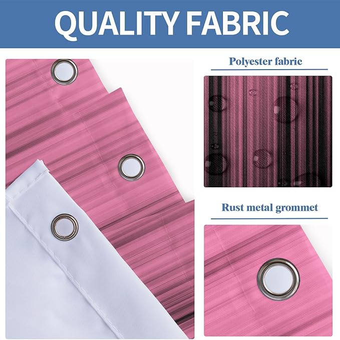 AAtter 4 Piece Pink and Black Shower Curtain Set Get Naked Ombre Girls Women 60Wx72L Curtains Decor with Non-Slip Rugs, Toilet Lid Cover and Bath Mat Bathroom Accessorie Home Bathtub Set, Gradient