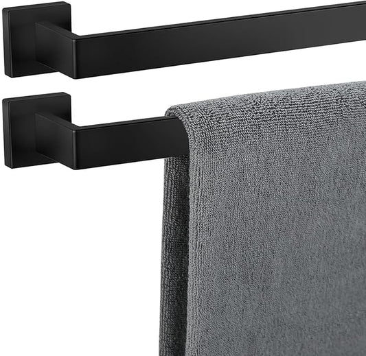 Towel Bar 2 Pack for Bathroom 36 Inch Matte Black Towel Holder 12/16/20/24/28/32/36 Inch Stainless Steel SUS304 Rustproof Towel Rack Modern Square Towel Rod for Bathroom Wall(2, Matte Black, 36 Inch)