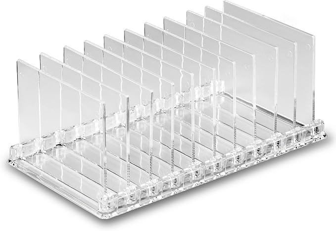 BY ALEGORY Acrylic Makeup Storage Eyeshadow Palette Organizer w/Removable Dividers 10 Space Display Case Fits Virtually All Blush Powder Pallet Sizes (3)