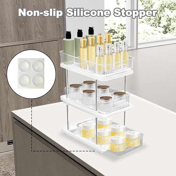 Makeup Organizer, 3-Tier Skincare Organizer Countertop, Uitable for Storing Cosmetics, Toiletries, Spice Jars, 9 Compartments, 30x19x39.5cm