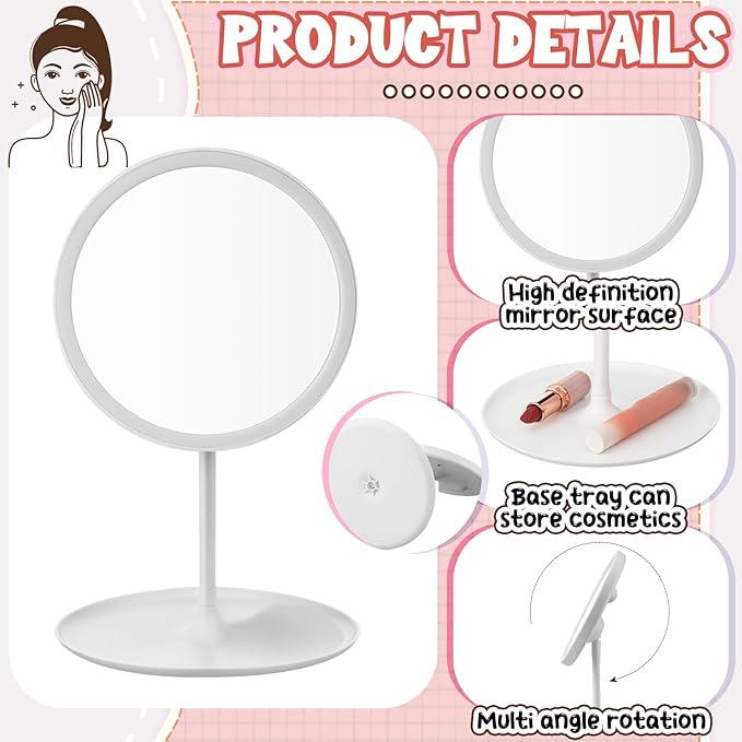 DoubleFill 6 Pcs Spa Party Mirrors Gifts Sleepover Party Favors Make up Table Mirror for Women Girls Mothers Day Accessory Sleepover Supplies Bridesmaid Gifts Slumber Birthday Favors(White)