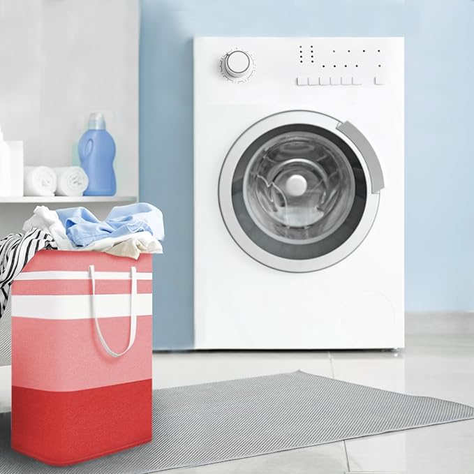 2-Pack Foldable Laundry Basket,Large Laundry Baskets with Handles,Waterproof Laundry Hamper,Collapsible Laundry Hampers for Clothes Organizer 80L (Black&Red)