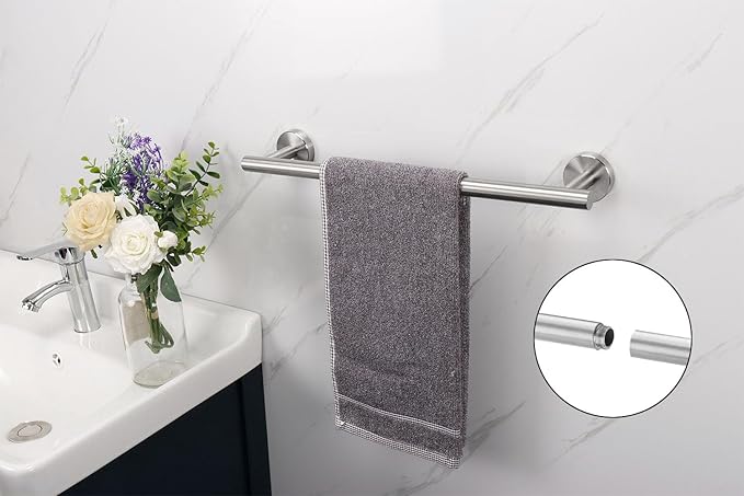 TocTen Bath Towel Bar - Thicken SUS304 Stainless Steel Bathroom Towel Holder, Towel Rod for Bathroom Heavy Duty Wall Mounted Towel Rack Hanger (18IN, Brushed Nickel)