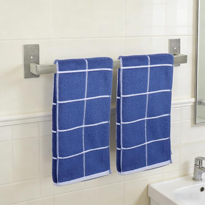Bathroom Towel Bar Self Adhesive, No Drilling Towel Rack Easy to Install, Hand Towel Holder Made of Premium Stainless Steel Sticky on Hand Towel Hanger for Kitchen, Toilet.(24IN, Brushed)