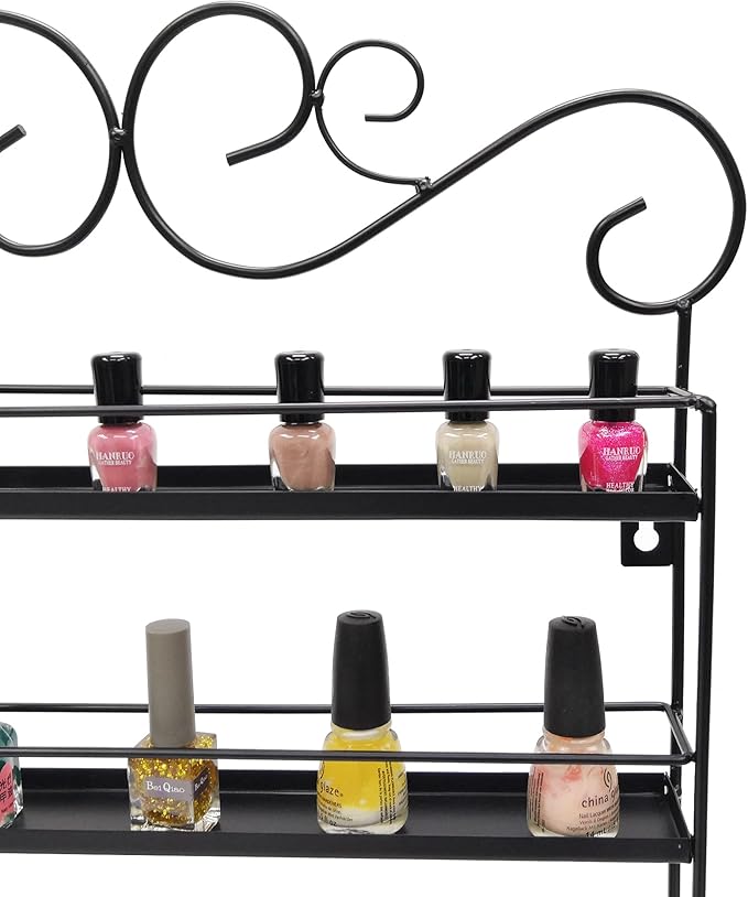 FixtureDisplays® Black Metal Nail Polish Mountable 5 Tier Organizer Display Rack Essential Oil Rack 16034-BLACK