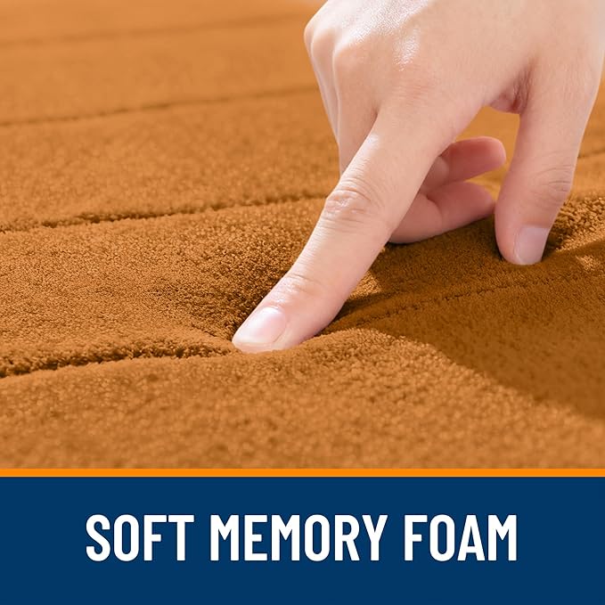 OLANLY Memory Foam Bath Mat 36x24, Super Soft Absorbent Bathroom Rugs, Quick Dry, Machine Washable Shower Floor Rugs, Bathmat Carpet, Bathroom Home Decor Accessories, Ochre