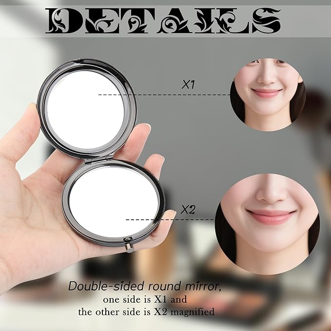 AKTAP Fairy Tale Gifts Princess Fans Compact Mirror I Will Sit with You in The Dark Makeup Mirror for Women (A Princess Black Mirror)